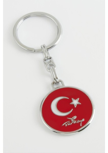 Nrzsnt Ay Yıldız Metal Anahtarlık-Kırmızı