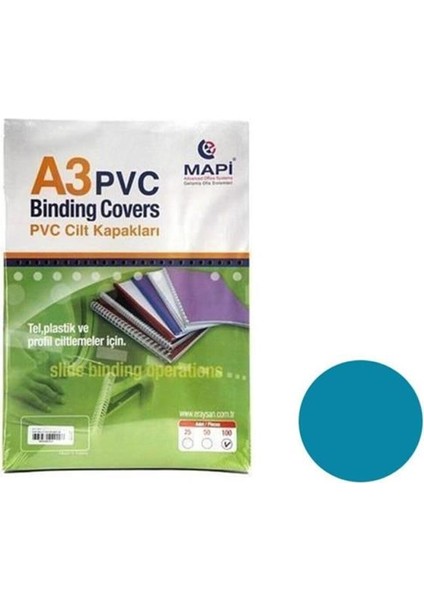 Mapi Cilt Kapağı Plastik Opak A3 160 Mıc MAVI(100 Lü)