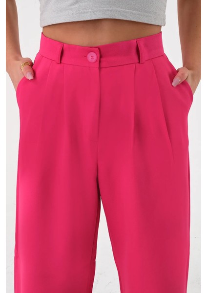 Kadın Zr Model Pembe Yüksek Bel Palazzo Pantolon - 10760