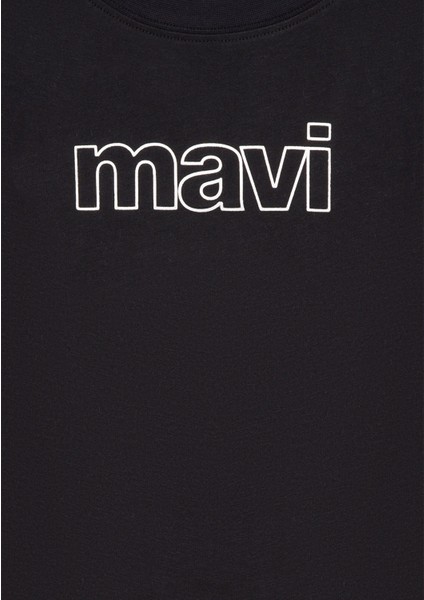 Mavi Logo Baskılı Siyah Tişört 66323900