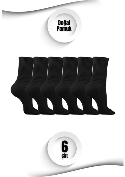 Erkek Soket Çorap 6'lı Set - Doğal Pamuk, Dikişsiz, Spor Koşu Yürüyüş ve Antrenman Çorabı