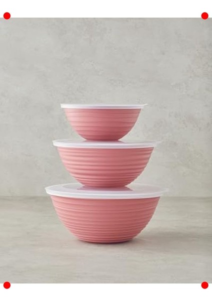 Plastik Saklama Kabı Seti - 3 Boyutlu, Pembe