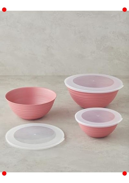 Plastik Saklama Kabı Seti - 3 Boyutlu, Pembe fiyatları