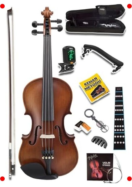 Profesyonel 4/4 Tam Boy Keman Seti (Full Aksesuarlı)