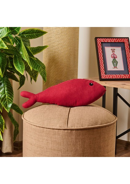 Soft Balık Figürlü Yastık - Kırmızı - 40X16 cm