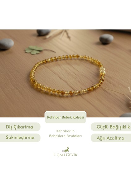 Kehribar Bebek Diş Kolyesi - Doğal Taş, Güvenli Tasarım, Diş Çıkarma Yardımcısı