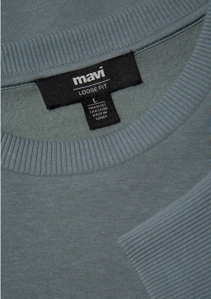 Bisiklet Yaka Yeşil Basic Sweatshirt 0S10276-71577