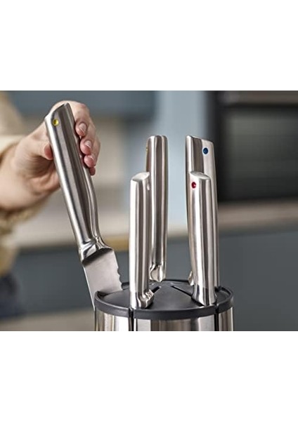 Elevate - Çelik Bıçak 5 Parçalı Set, Döner Paslanmaz Çelik Bıçak Bloğu, Paslanmaz Çelik Bıçaklar, Parmak Izine Dayanıklı Kaplama ve Kaymaz Taban, Mutfak Aksesuarları modelleri