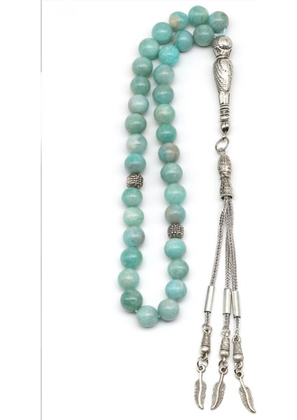 Amazonit Doğal Taş Tesbih 8 mm Yuvarlak Kesim