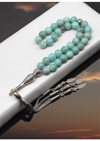 Amazonit Doğal Taş Tesbih 8 mm Yuvarlak Kesim fiyatları