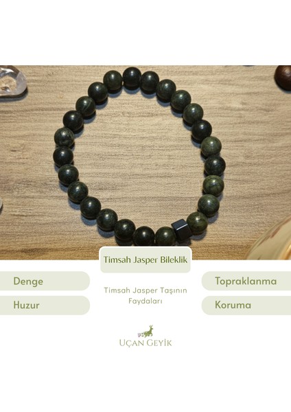 Timsah Jasper Doğal Taş Bileklik - Enerji Veren Şifa Bilekliği