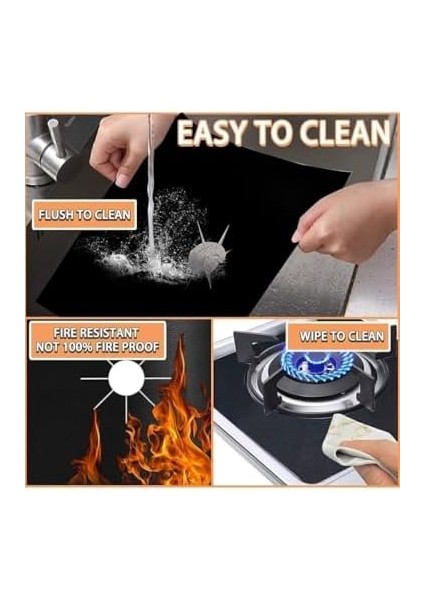 Yanmaz Yapışmaz Ocak Premium Seti 4&apos;lü Siyah, Temizlenen Yeniden Kullanılabilir Kaplamalar modelleri