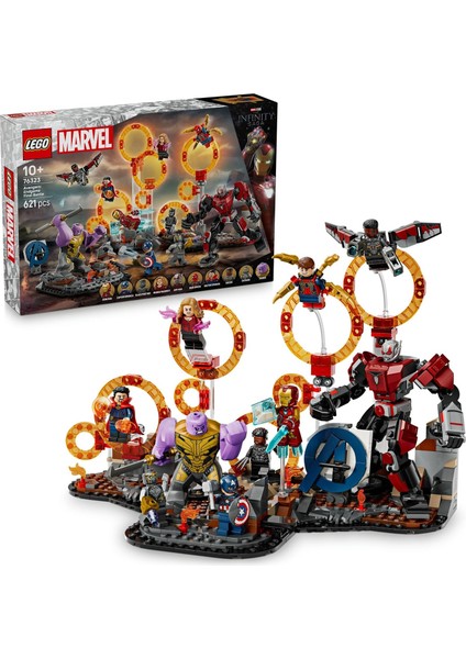 | Ngers: Endgame Son Savaş 76323, 10 Yaş ve Üzeri Kız ve Erkek Çocukları Için Kaptan Amerika ve Iron Man Dahil 9 Süper Kahraman Minifigürü Içeren Yaratıcı Oyuncak Yapım Seti (621 Parça)