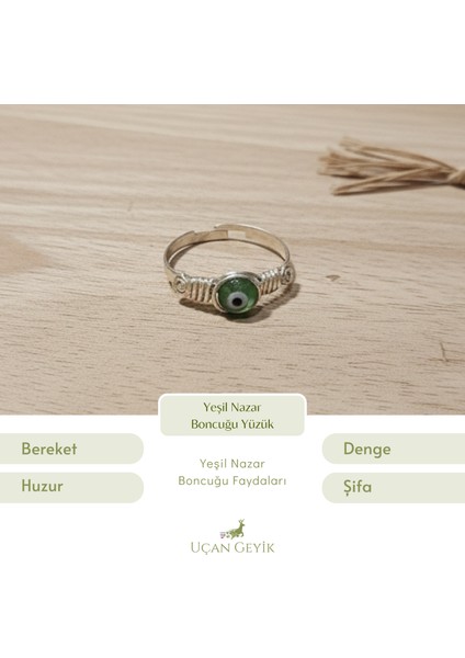 Yeşil Nazar Boncuğu Yüzük - Şans Getiren Minimalist Tasarım
