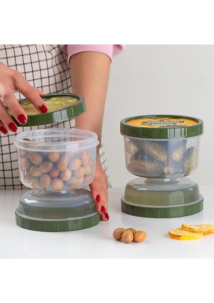 02 1391 Kum Saati Süzgeçli Zeytinlik- 2&apos;li Zeytin Turşu Saklama Kabı Şeffaf