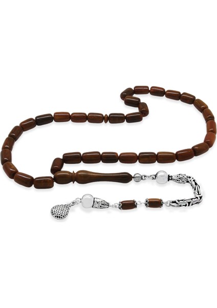 925 Ayar Gümüş Kral Zincir Püsküllü Kapsül Kesim Cilalı Exclusive Renk Kuka Tesbih