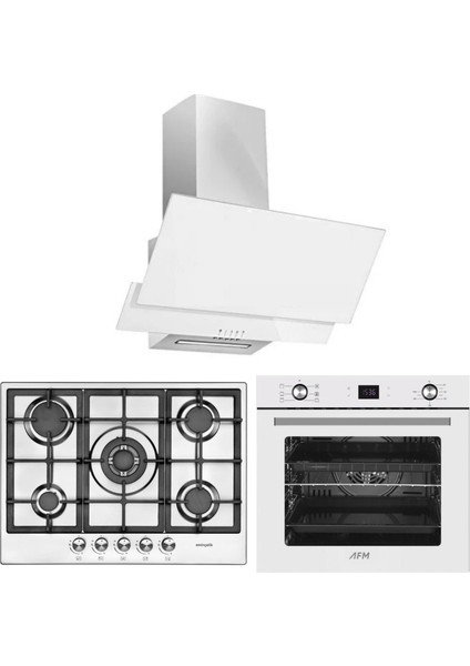 ve Afm Tech Markalı / Uxa 5 Gözlü 1'wok Inox Ankastre Set ( 22 380 + FM7701 + FM3301 )