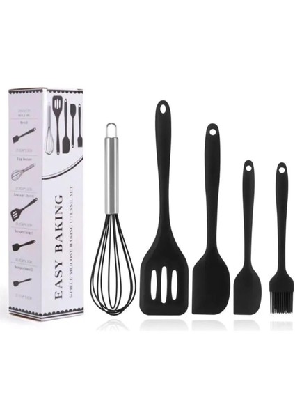 Parça Siyah Silikon Spatula Seti | Yanmaz, Yapışmaz ve Dayanıklı