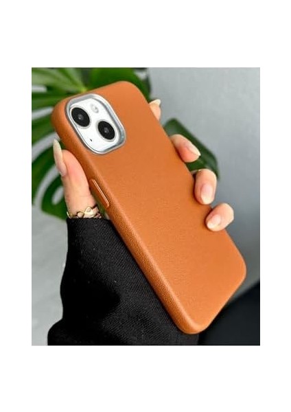 Go Aksesuar 13-14 - 15 Uyumlu Estetik Dokulu Deri Görünümlü Esnek Silikon Kılıf - Kahverengi fiyatları