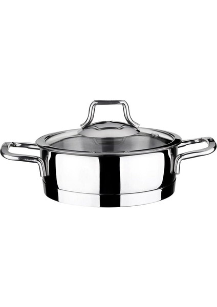 16CM Cam Kapaklı Çelik Sahan