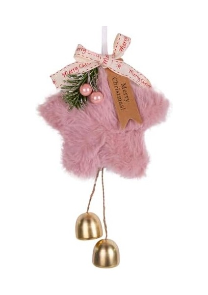 Yılbaşı Süsü Yıldız Çanlı Pudra Pembe 14X20 Cm. fiyatları