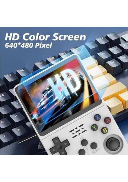 El Oyun Konsolu, Retro El Video Oyun Konsolu 3.5 Inç IPS Ekran Açık Kaynak Linux Sistemi Dahili 15000+ Oyun, 32G+64G Tf Kart, Beyaz modelleri