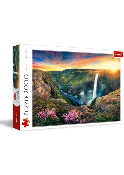 TR27091 Haifoss Şelalesi, Izlanda 2000 Parça, Üstün Kalite, Yetişkinler ve 12 Yaş Üstü Çocuklar Için, Renkli, Işıkları
