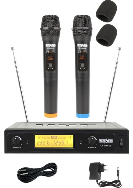 LM-202EE Çiftli El Tipi Telsiz Kablosuz Mikrofon