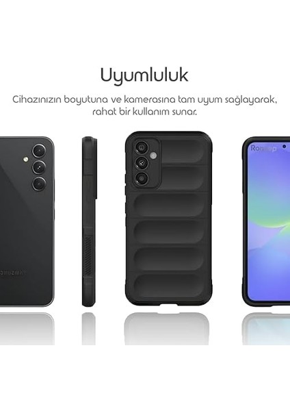 A36 Için Kalın Yapılı Rugged Tpu Silikon Kılıf Kamera Yükseltili Içi Süet Dokulu Kenarları Darbe Emici ve Kayma Önleyici Özellikli Tam Kaplayan Kılıf (Siyah) fiyatları