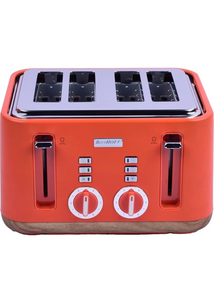 Gem 4 Dilim Ekmek Kızartma Makinesi – 1630 W, Çift Kontrol Paneli, Paslanmaz Çelik | Turuncu