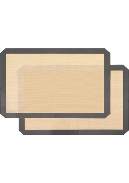 Gri Renk Silikon Kenar Ortası Cam Elyaf Yanmaz Yapışmaz Pişirme ve Hamur Açma Matı 40 * 30 1 Adet,gri