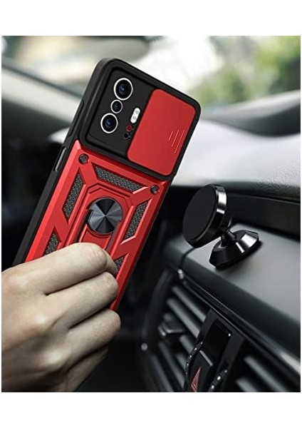 A54 4g Uyumlu Kılıf Lens Sürgülü Yüzüklü Tank Silikon Pars - Siyah modelleri