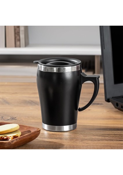 05667 Paslanmaz Çelik Kupa Sızdırmaz Çelik Termos Araç Termosu El Termosu Yalıtımlı 350ML -Siyah