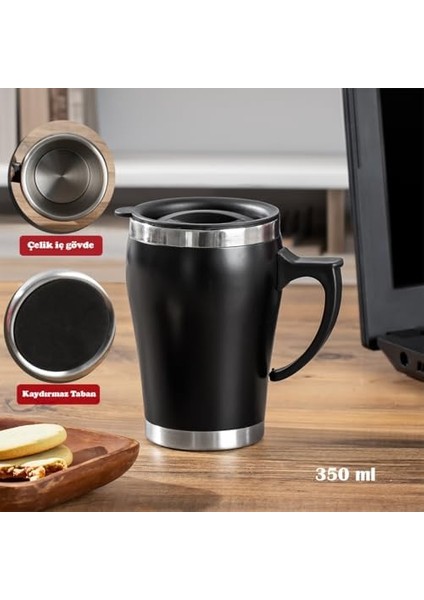 05667 Paslanmaz Çelik Kupa Sızdırmaz Çelik Termos Araç Termosu El Termosu Yalıtımlı 350ML -Siyah fiyatları