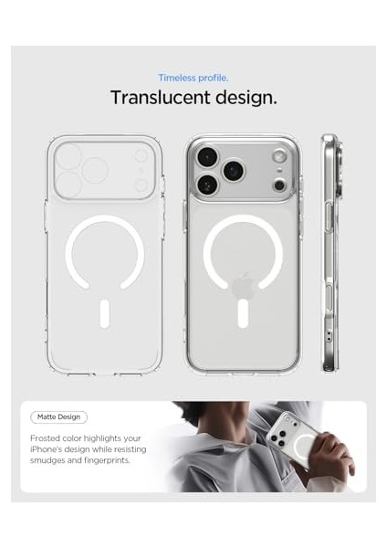 17 Pro ile Uyumlu Ince Magsafe Kılıf Ultra Hybrid Sararma Karşıtı Duraclear Hava Kanalı Teknolojisi Askeri Sınıf Koruma Magfit Frost Mat Kapak - ACS10070 modelleri