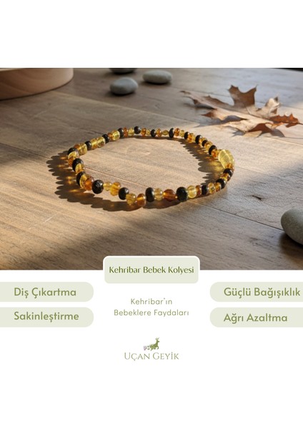 Kehribar Bebek Diş Kolyesi - Doğal Taş, Ağrı Giderici, Güvenli Tasarım