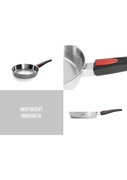 1524CO Paslanmaz Çelik Çok Katmanlı Tava 24 cm Yuvarlak, 5 cm Yüksekliğinde Indüksiyon Için Saplı fiyatları
