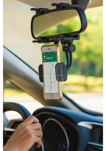 Dikiz Aynası Üzerine Takılan, 360° Döner Ayarlı, Evrensel Araç Telefon Tutucu, Katlanabilir Ayarlanabilir Cep Telefonu, Dayanıklı Abs Malzeme, Şık Tasarım, Navigasyon ve Güvenli Sürüş
