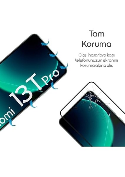 13T Pro Için Ekran Koruyucu Anti-Static Temperli Cam 9h Sertliğinde Ekranı Kaplayan Görüntü Kalitesini ve Dokunmatiği Etkilemeyen Darbelere ve Çizilmeye Karşı Premium Koruma modelleri
