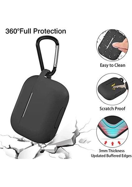 Airpods Pro 1.nesil ile Uyumlu Kılıf, Tam Koruyuculu Yumuşak Silikon Kılıf, Pro 1.nesil Için Tasarlanmış Kapak Kılıfı, Anahtarlıklı Kablosuz ve Kablolu Şarj Özellikli Kılıfı, Siyah modelleri