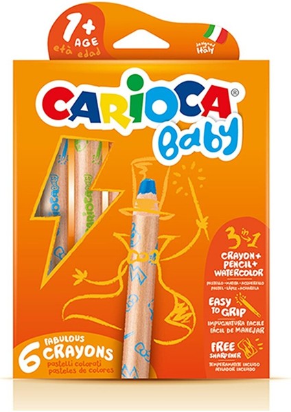 3ü1 Arada Jumbo Ahşap Gövdeli Boya Kalemi 6lı 1 Adet