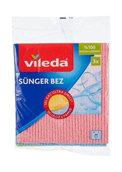 141161 Sünger Bez, Ekstra Dayanıklı, Çok Amaçlı, 3&apos;lü Paket modelleri