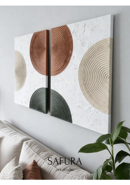 Dokulu Tablo – El Yapımı 3 Boyutlu Alçı Minimalist Doku, Modern Iskandinav Kabartmalı (Boho No:1)