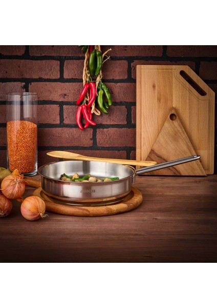 Saphire Çelik Tava - Inox - 22 cm
