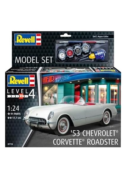 Model Set 67718 &apos;53 Chevrolet® Corvette® Roadster 1:24 Ölçekli Yapısız/ Plastik Model Kiti Contacta Profesyonel Tutkal, Fırçası ve Renkli modelleri