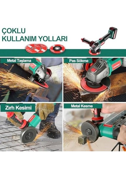 Akülü Açılı Taşlama Makinesi 18 V, Disk Çapı 115 Mm, Rölanti Devri: 8500 Dev/dak, Kesme Diski Akülü Açılı Taşlama Makinesi, Kesme ve Taşlama Için, Kilitleme Şalteri modelleri