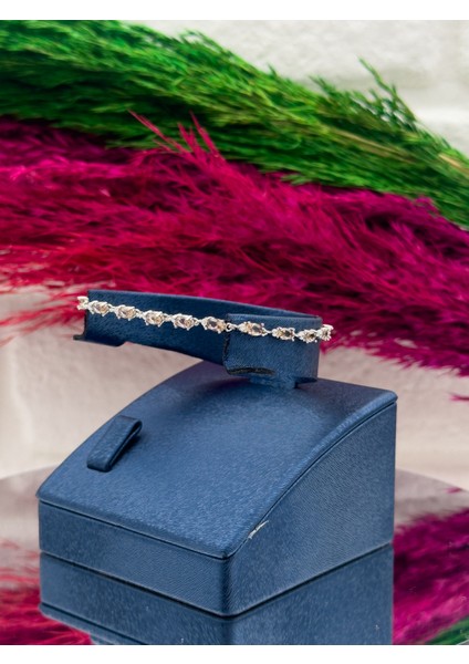 925 Ayar Gümüş Sitrin Taşlı Spor Su Yolu Modeli Zarif Kadın Bileklik