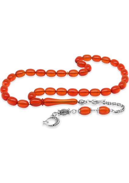 Kararmaz Metal Arnavut Zincir Püsküllü Sülün Imame Beyzi Kesim Kırmızı Katalin Tesbih