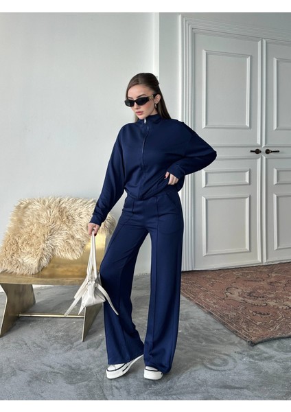 Kadın Oysho Kumaş Alt-Üst Takım Lacivert