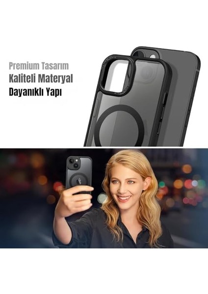 iphone Için Uyumlu Telefon Kılıfı ile Uyumlu Kamera Korumalı Mat Şeffaf Görünümlü Telefon Kılıfı (Siyah, 13/14) fiyatları